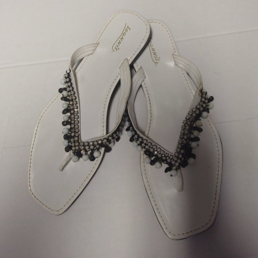 ❤️IOANNIS Heavily Beaded Handmade Flip Flop Sandals Shoes Sz 40 10
